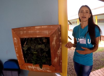 Aluna palotinense cria quadro vivo com irrigação automática