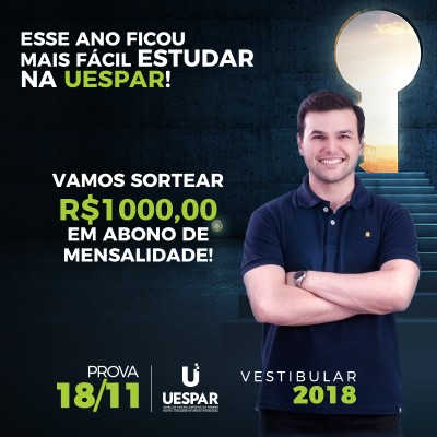 Inscreva-se no Vestibular da UESPAR pelo site e concorra a R$1.000,00