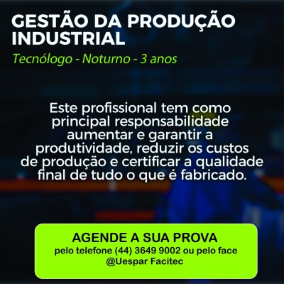 Gestão da Produção Industrial tem mensalidade promocional e descontos para grupos de alunos