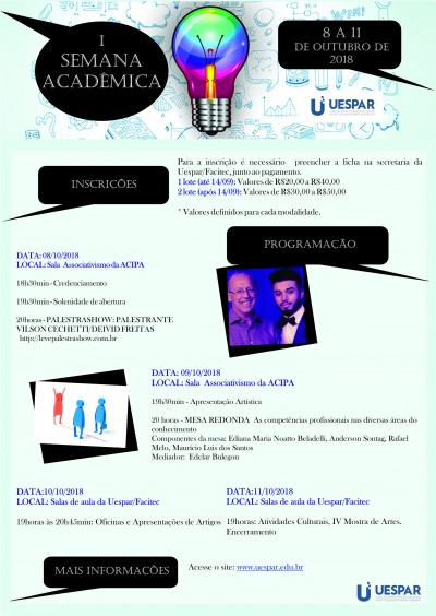 Uespar Facitec promove Semana Acadêmica no mês de outubro